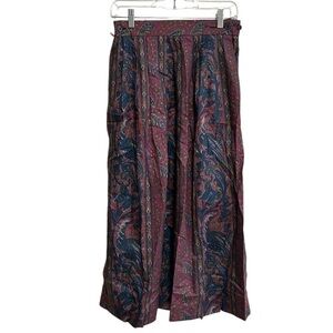 Rosslee full Skirt Size 12 Vintage 80’s Blue Red Paisley butterfly Print preppy